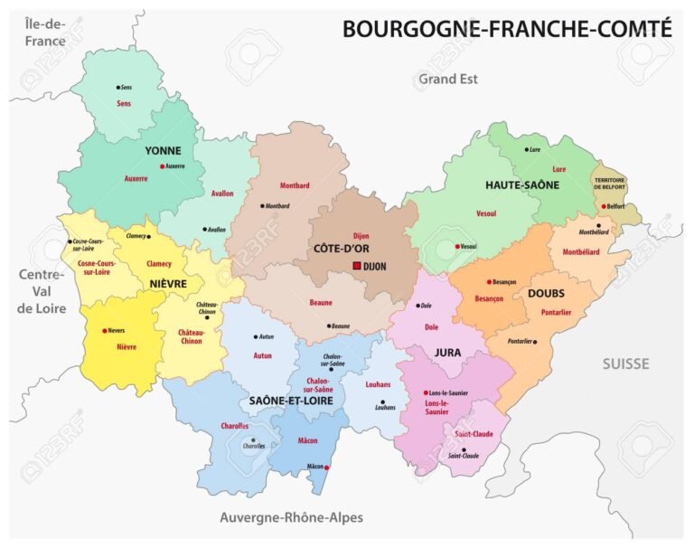 carte dynamique de la bourgogne franche comte moderne
