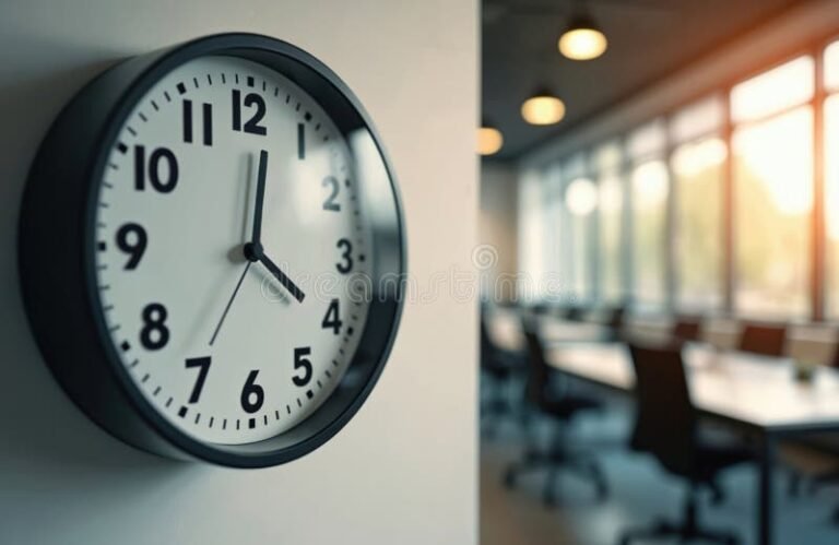 Comment Savoir Si Le Travail A Commencé : Quels Signes Surveiller 9 horloge avec debut de journee au bureau