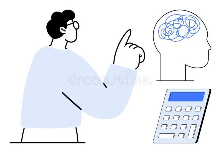 personne reflechissant devant calculatrice et documents financiers